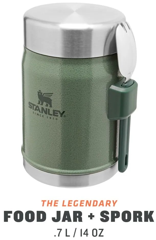 Зелен термос за храна от неръждаема стомана 400 ml Legendary Classic Hammer Tone Green – Stanley