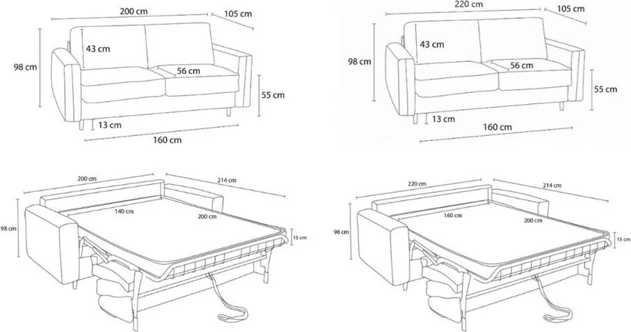 Оранжев диван за ежедневно спане/сгъваем 220 cm Cocoone – Bobochic Paris