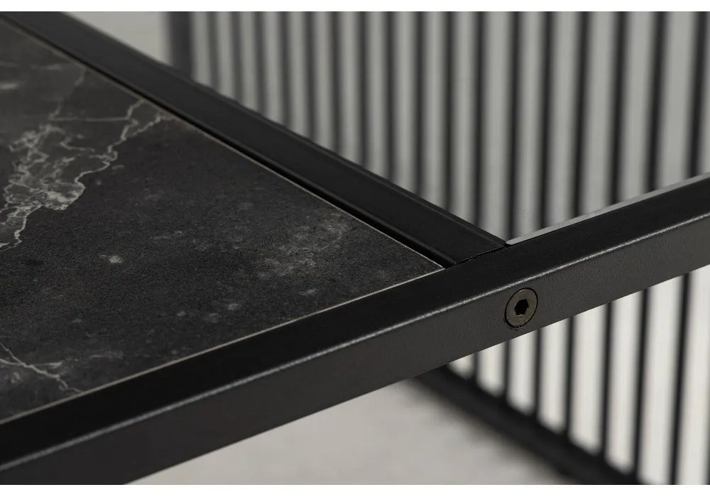 Черна масичка за кафе със стъклен плот 80x80 cm Strington - Actona