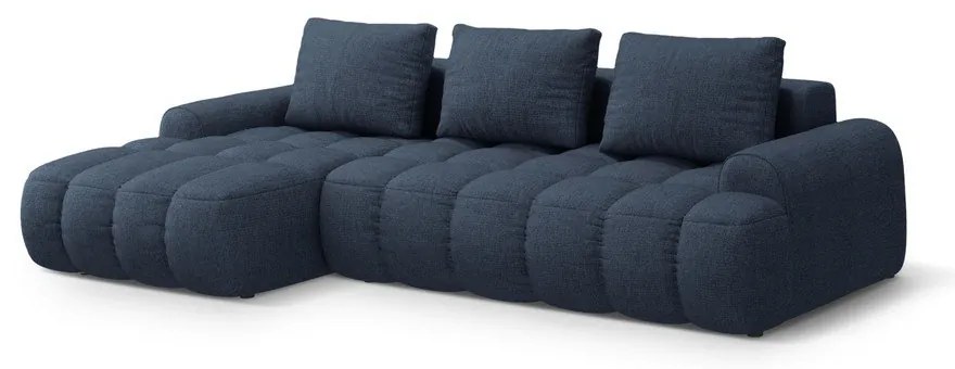 Тъмносин сгъваем/с място за съхранение ъглов диван (ляв ъгъл) Linz – Cosmopolitan Design