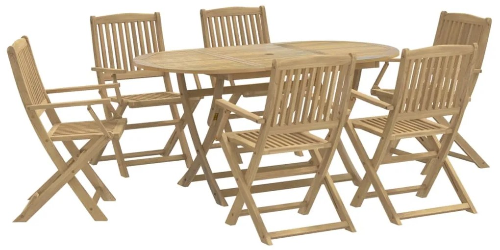 3214238 vidaXL Градински трапезен комплект, 7 части, акациево дърво масив