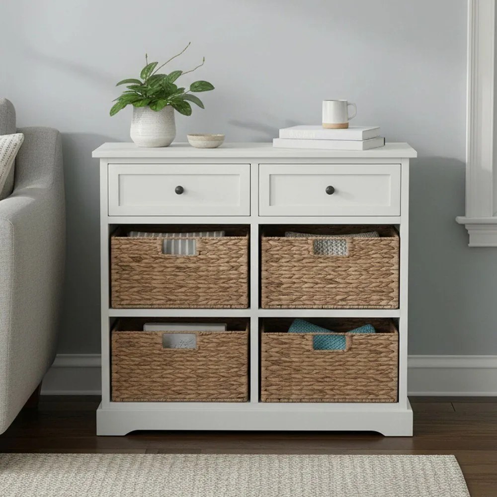 Скрин от масивна Пауловния в цвят слонова кост 76x70x33 cm Vermont – Premier Housewares