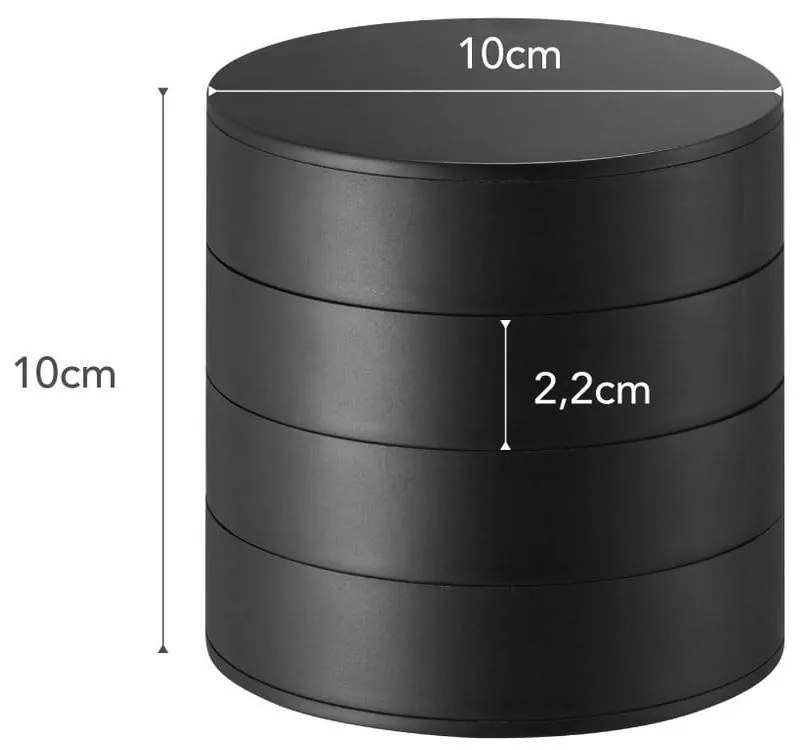 Черна кутийка за бижута, ⌀ 10 cm Tower - YAMAZAKI
