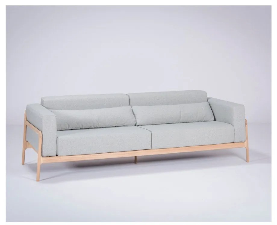 Синьо-сив диван с конструкция от дъбова дървесина , 240 cm Fawn - Gazzda