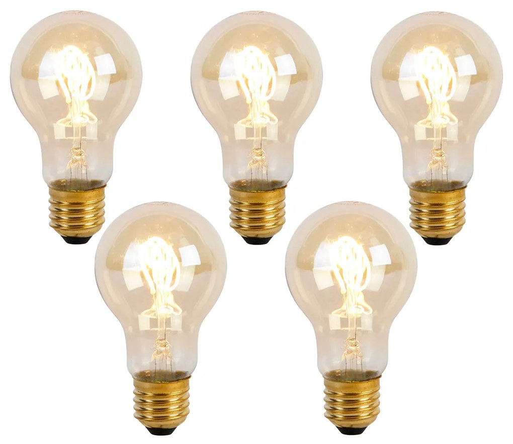 Комплект от 5 LED спирални крушки E27 A60 Goldline 2W 150lm 2200K