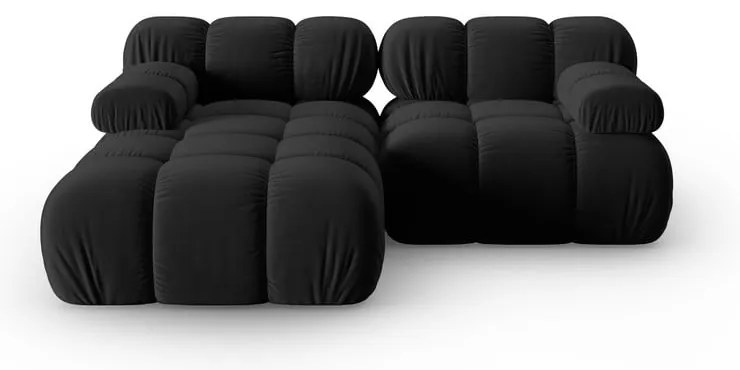 Ъглов диван от черно кадифе (ляв ъгъл) Bellis - Micadoni Home