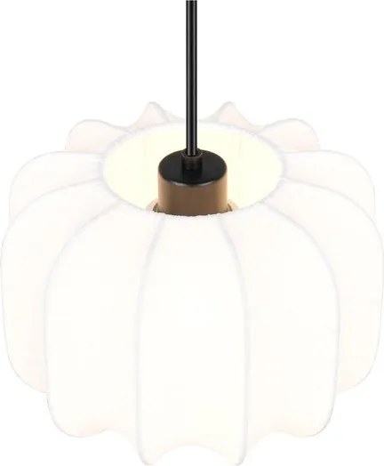 Бяло метално висящо осветително тяло с текстилен абажур ø 25 cm Madleine – Reality