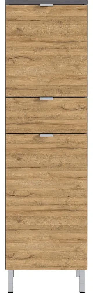 Сив висок шкаф за баня в дъбов декор 34x120 cm Mauresa - Germania