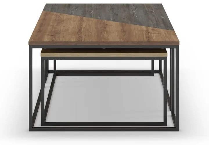 Масички за кафе в комплект от 3 броя с плот от орехово дърво в естествен цвят 70x110 cm Titan - Marckeric