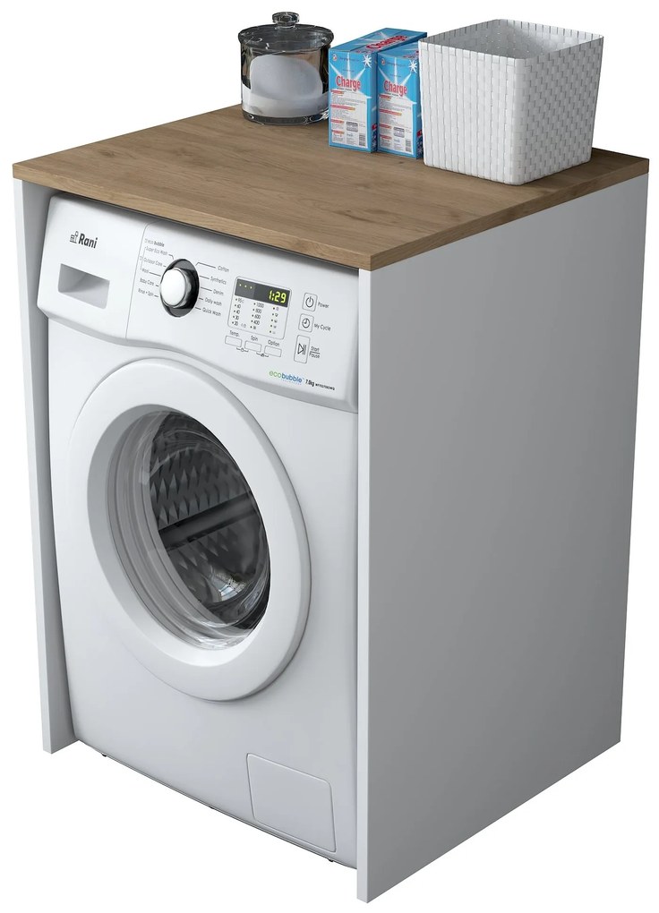 Шкаф за пералня KD103, цвят Орех Бял