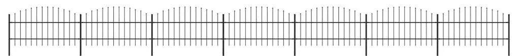 Sonata Градинска ограда с пики, стомана, (0,75-1)x11,9 м, черна