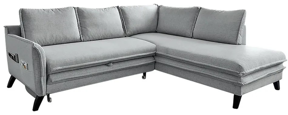 Светлосив ъглов разтегателен диван десен ъгъл Charming Charlie - Miuform