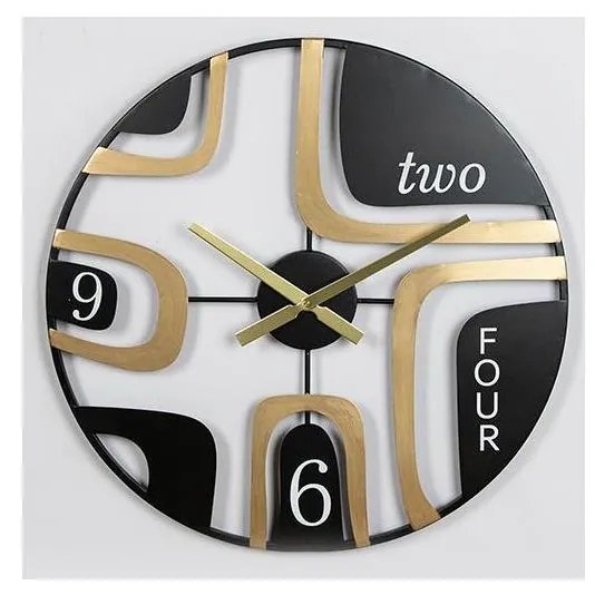 Стенен часовник 1xAA Ø 60 см черен/златист