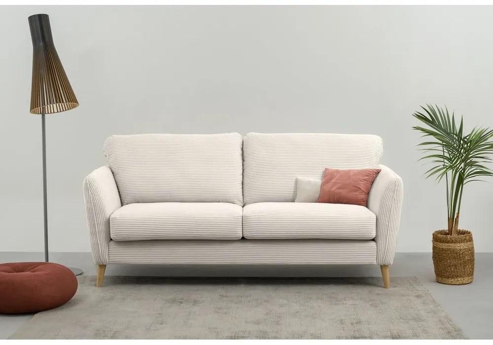 Бял диван от рипсено кадифе 170 cm Paris – Scandic