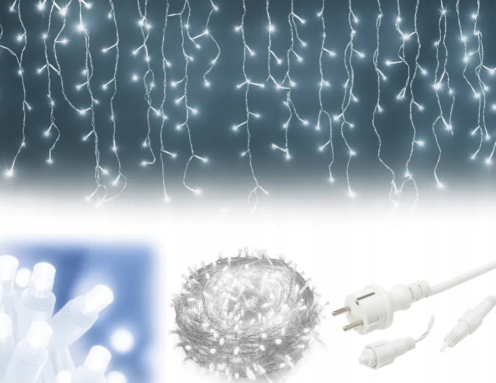 Коледно външно LED осветление, студено бяло IP44 500 LED/23m