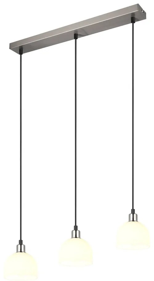 Бяло-сребристо висящо осветително тяло със стъклен абажур Molly – Trio