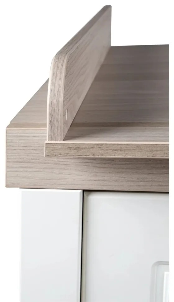 Бял нисък скрин в декор от бряст с масичка за преповиване 120x98 cm Felicia - Roba