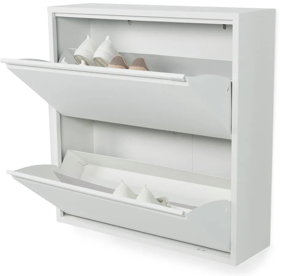 Бяла метална накланяща се стойка за обувки 75x77,5x22,5 cm Billy – Spinder Design