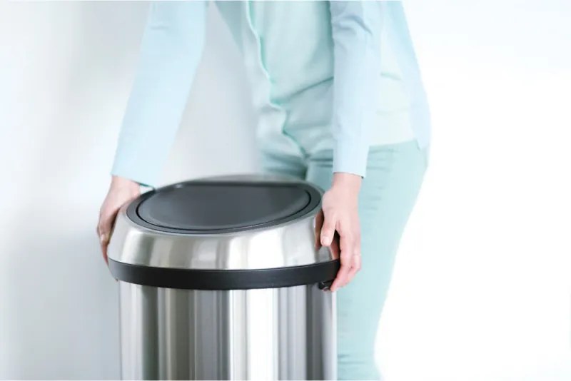 Кош за боклук Brabantia Touch Bin 647251, 60 л, Плавно и безшумно отваряне, Черен/инокс