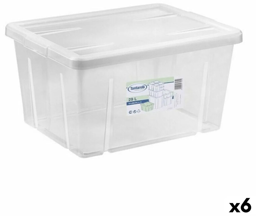 Кутия за Съхранение с Капак Tontarelli Linea box 29 L 47 x 36 x 24,5 cm (6 броя)