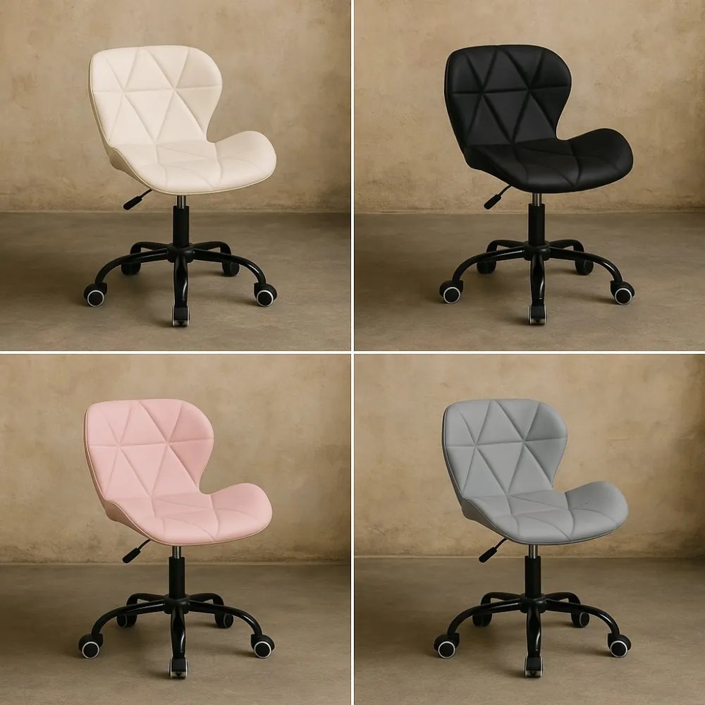 Ергономичен въртящ се офис стол - екокожа Черен