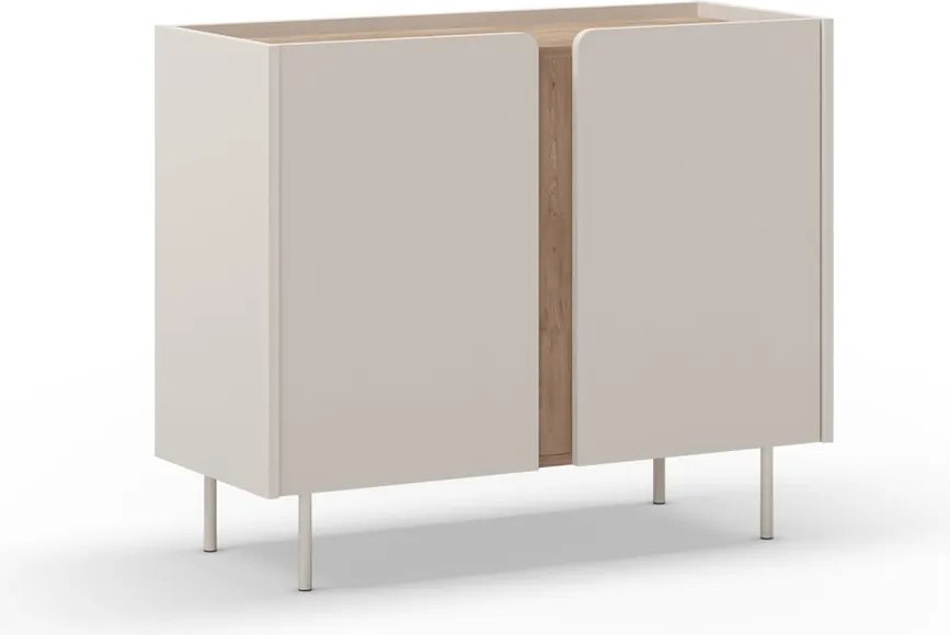 Кремаво-естествено шкафче от декор от дъб 100x82,5x40 cm Lucile – Marckeric