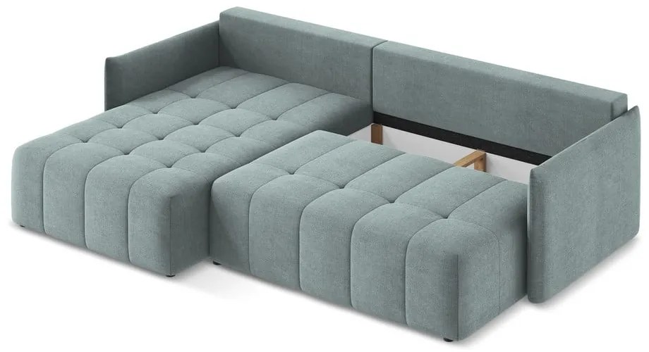 Син разтегателен ъглов диван с място за съхранение (ляв ъгъл) Moku – Makamii