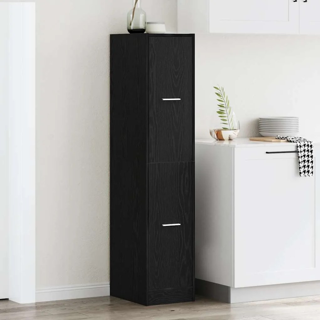 862054 vidaXL Аптекарски шкаф, черен дъб, 30x41x144,5 см, инженерно дърво