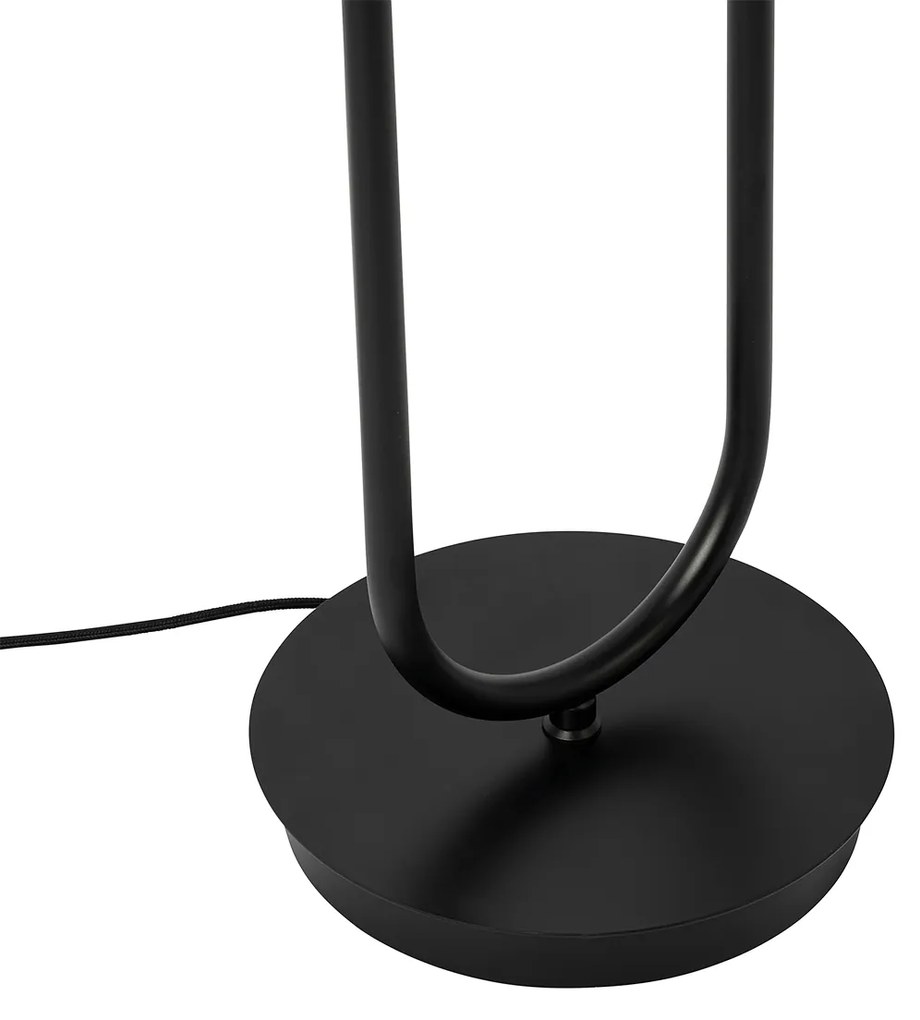 Подова лампа в стил Арт Деко черна с опушено стъкло 2-светлина - Laura