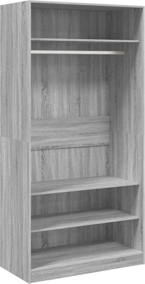 826615 vidaXL Гардероб, сив сонома, 100x50x200 см, инженерно дърво