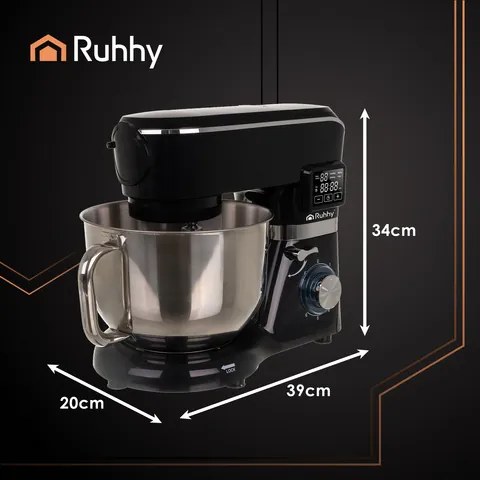 Кухненски робот 2300W с подгряваща купа 6,2 л, блендер 1,5 л и месомелачка, мощен кухненски уред с 6 скорости, сензорен дисплей и таймер