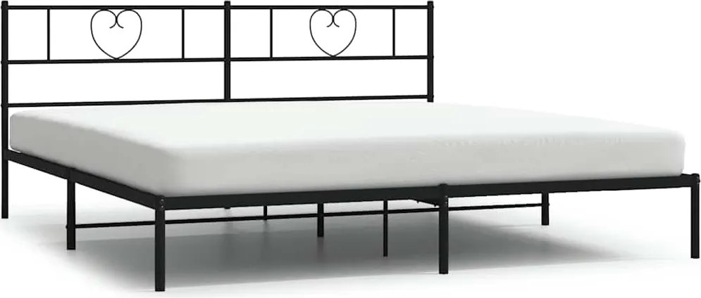 355467 vidaXL Метална рамка за легло с горна табла, черна, 180x200 см