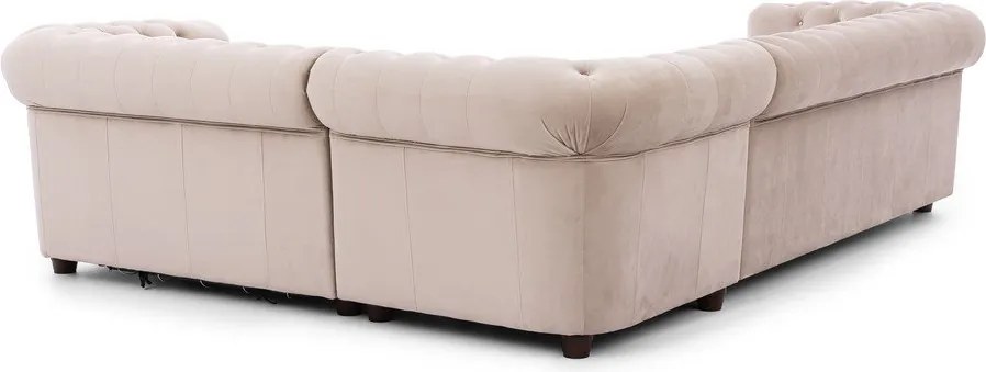 Бежов кадифен разтегателен ъглов диван (десен ъгъл L форма) York Blik – Ropez