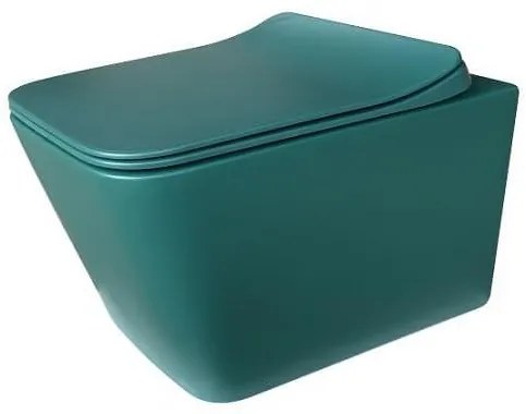Конзолна тоалетна чиния ICC 5135DG, седалка и капак, порцелан, тъмнозелен, 52x37x36см