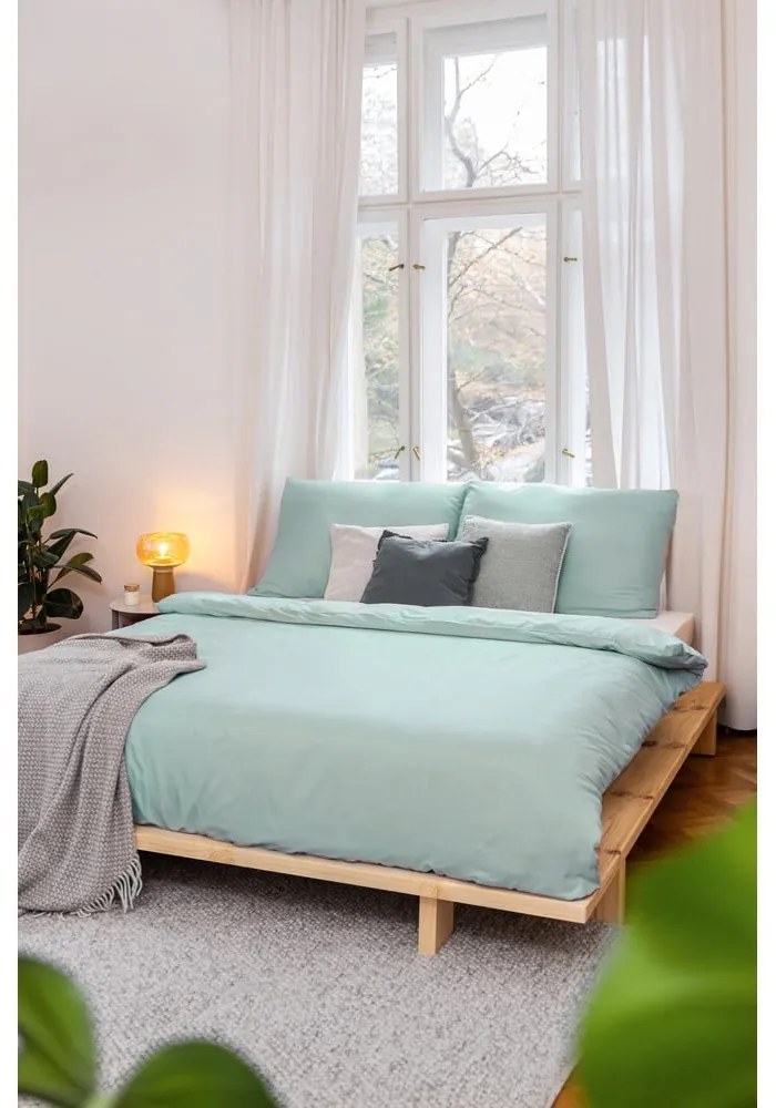 Зелено двойно спално бельо от микросатен 200x200 cm Basic – Bonami Essentials