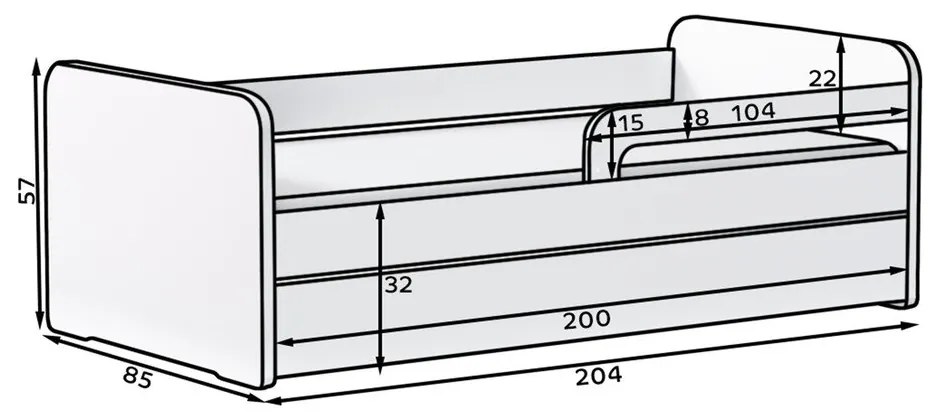 Бяло детско легло с включена подматрачна рамка 80x200 cm Duuli – ELTAP
