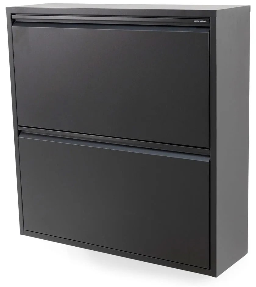 Черна метална накланяща се стойка за обувки 75x77,5x22,5 cm Billy – Spinder Design