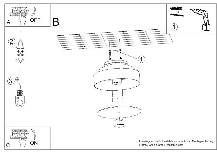 Бяло осветително тяло за таван Omiq – Sollux