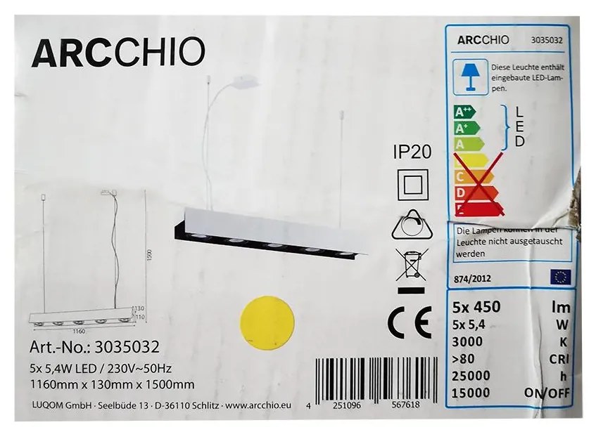 Arcchio - LED Димируем пендел OLINKA 5xLED/5,4W/230V