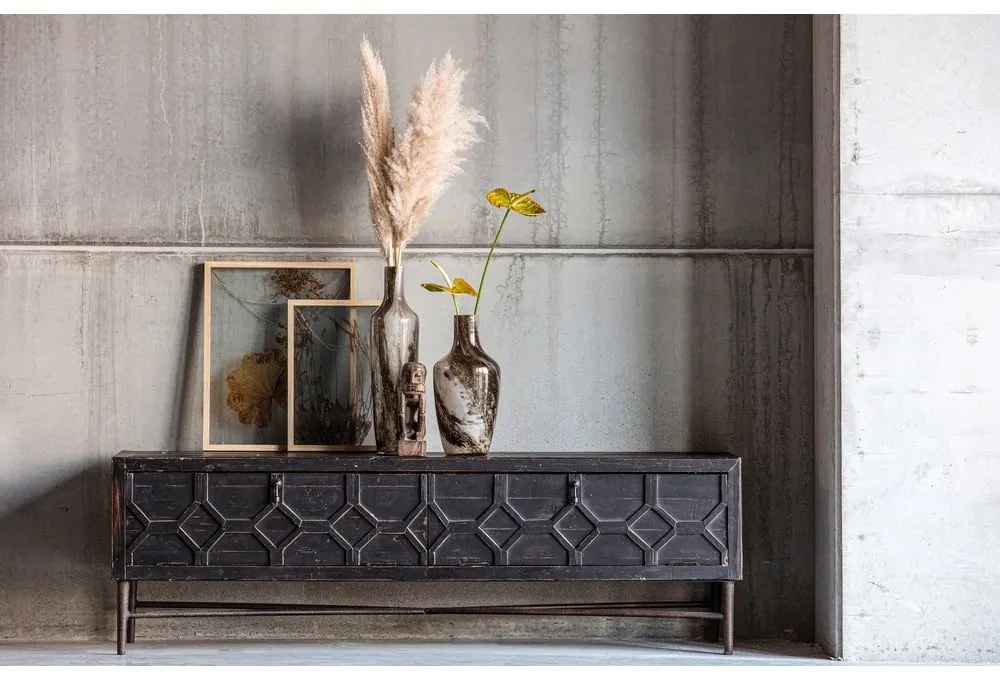 Черна маса за телевизор от рециклирано дърво 160x50x45 cm Bequest – WOOOD