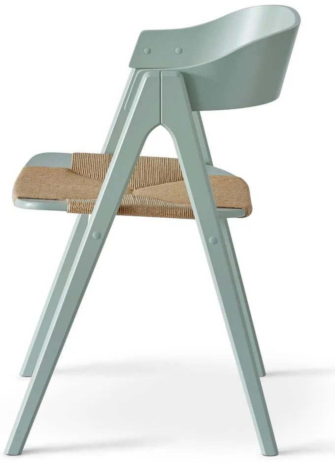 Светлозелен трапезен стол от букова дървесина с ратанова седалка Findahl от Hammel Mette - Hammel Furniture