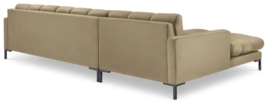 Бежов ъглов диван от кадифе , ляв ъгъл Bali - Cosmopolitan Design