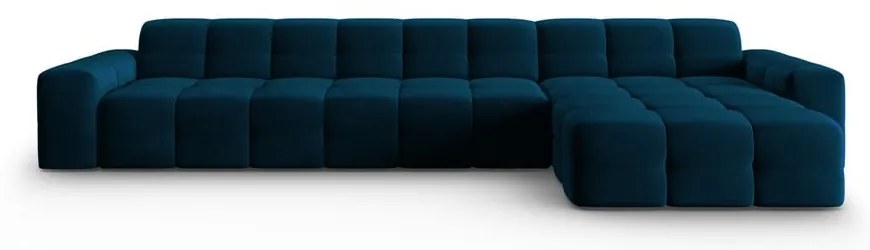 Тъмносин ъглов диван от кадифе (десен ъгъл) Kendal - Micadoni Home