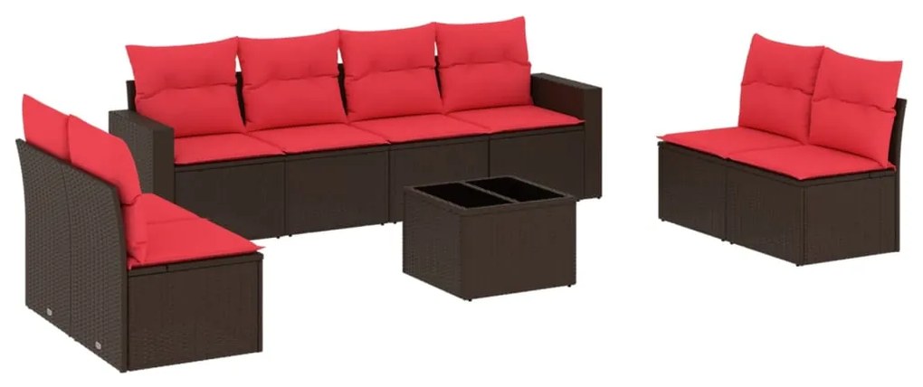 3251201 vidaXL Градински комплект диван с възглавници 9 части кафяв полиратан