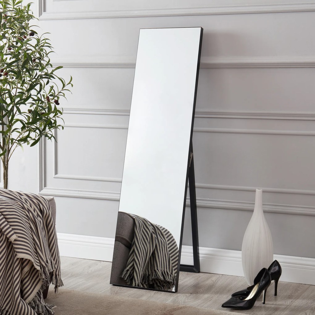 Stand mirror Barletta 150x35 cm inclinable Black