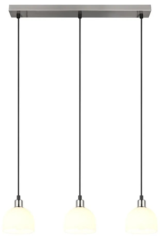 Бяло-сребристо висящо осветително тяло със стъклен абажур Molly – Reality