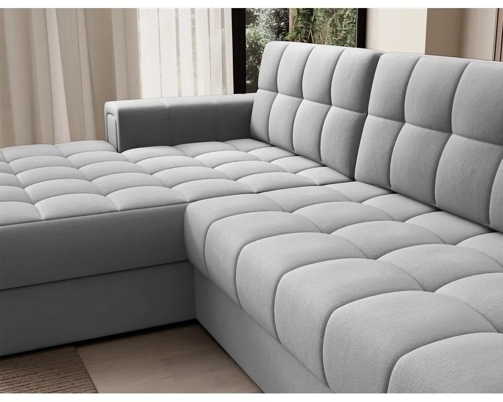 Сив кадифен сгъваем ъглов диван (ляв ъгъл) Blezalt – ELTAP