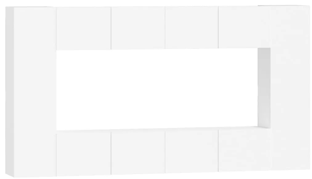 3114286 vidaXL Комплект ТВ шкафове от 8 части инженерно дърво Бял гланц