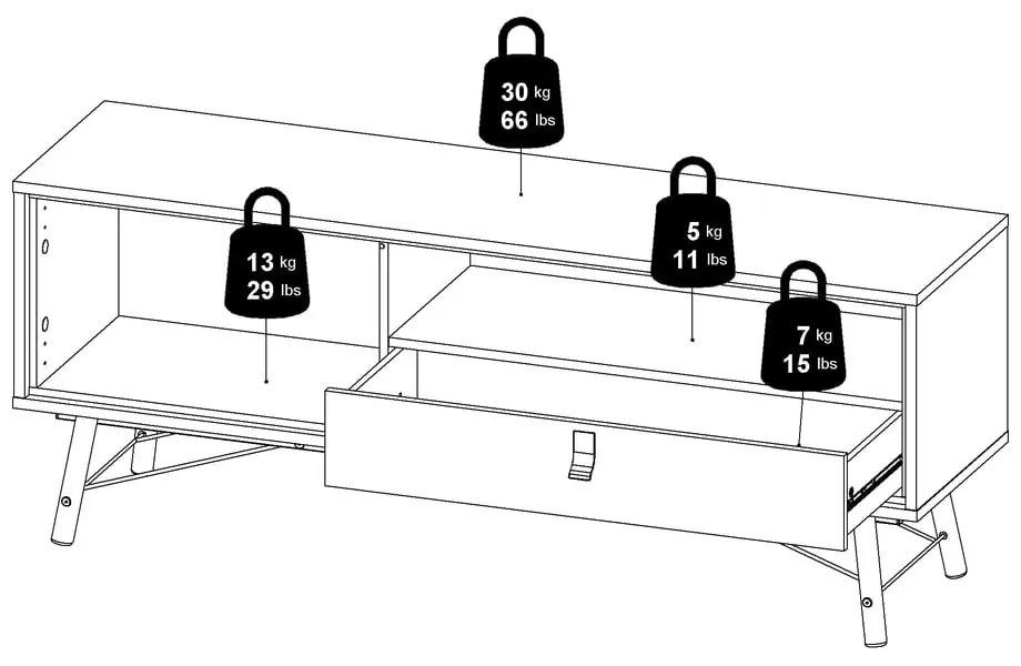 Маса за телевизор от дъбов декор в естествен цвят 150x60x40 cm Ry – Tvilum