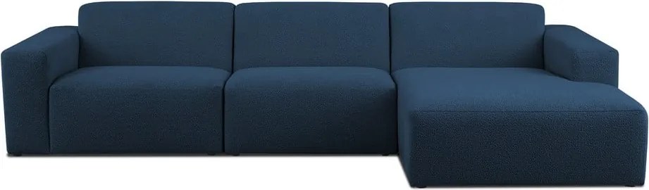 Тъмносин ъглов диван от букле (десен ъгъл) Roxy – Scandic